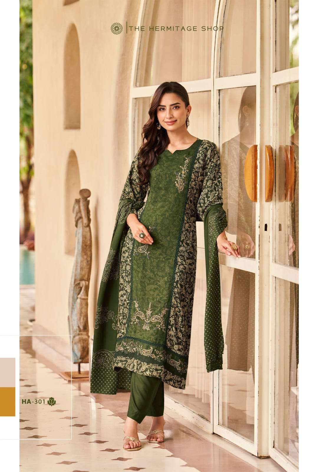THE HERMITAGE SHOP HASSAL COTTON DISCHARGE PRINTS THREE PIECE KURTA SETS SUPPLIER 